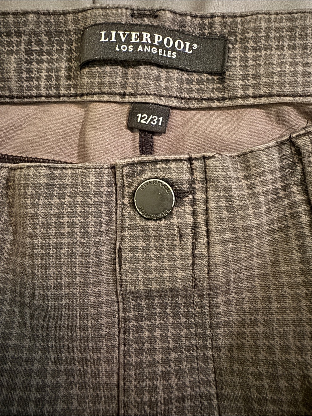 Liverpool Women's Gray & Olive Houndstooth Stretch Pants